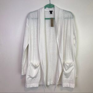 J. Crew NWT womens slub open cardigan ivory Small